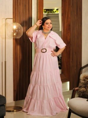 VESTIDO LARGO MANGA CORTA 4863