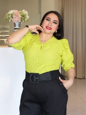 BLUSA DE ENCAJE VERDE LIMÓN 25029