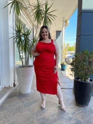 VESTIDO MIDI ROJO: PASIÓN Y ESTILO 8003