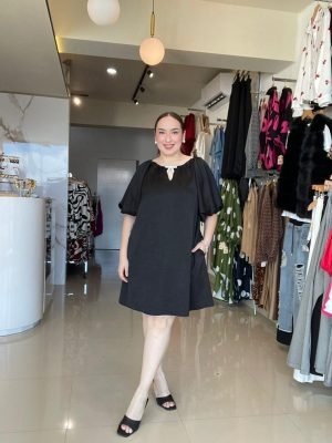 VESTIDO MIDI CON MANGAS ABULLONADAS 1048