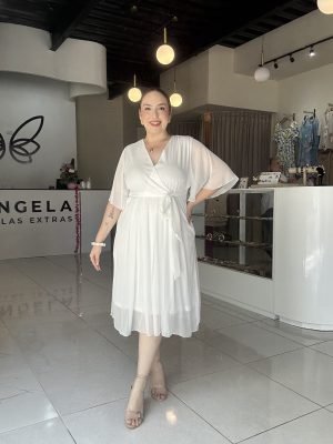 VESTIDO MAXI BLANCO CON MANGA MARIPOSA 25083