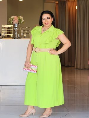 VESTIDO CAMISERO MIDI VERDE 12291