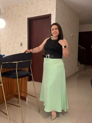 FALDA MIDI SATÍN VERDE MENTA 956