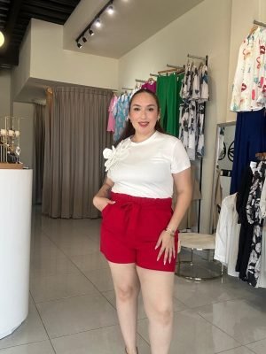 SHORT DE CINTURA ALTA CON LAZO 2082