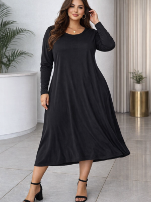 Vestido negro corte amplio elegante 9003