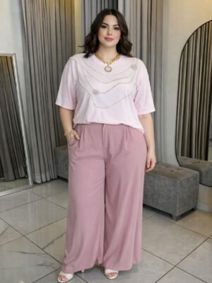 Pantalón de Vestir amplio rosa 250902