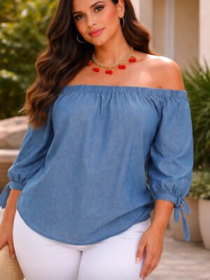 Blusa off shoulder estilo denim 135887