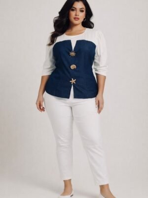 Blusa Denim con Detalles Decorativos 0855