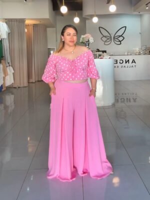 Pantalón amplio rosa 01537