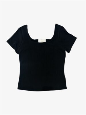 Blusa negra básica con escote cuadrado 9153