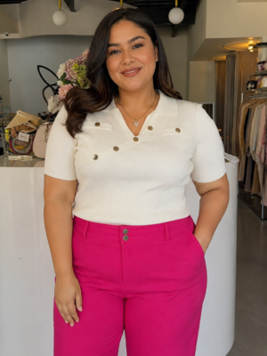 Blusa tejida en tono ivory 14061