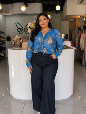 Pantalón wide leg en mezclilla oscura 7551X