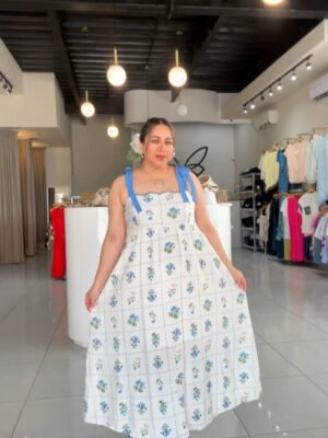 Vestido midi floral con tirantes ajustables en moño PCR2842