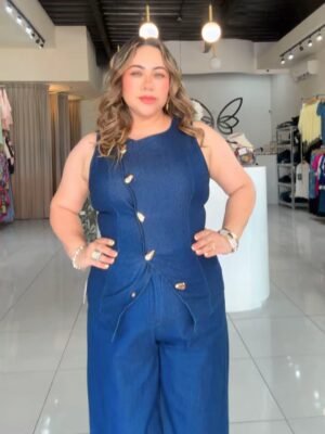 Chaleco denim en tono azul oscuro 122X