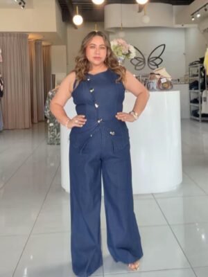 Pantalón wide leg en tono azul oscuro 122X