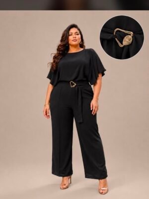 Jumpsuit Elegante  Curvy con Cinturón Decorativo
