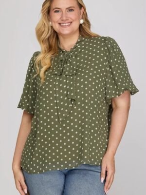 Blusa de puntos con corbatin