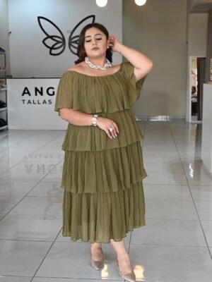 Vestido Oliva Plisado Elegance D4006