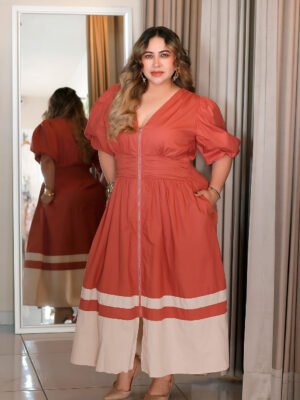 Vestido midi con cierre frontal PSY9277