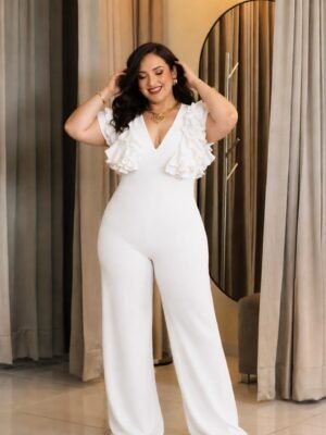 Jumpsuit Blanco con Volantes 2463SP